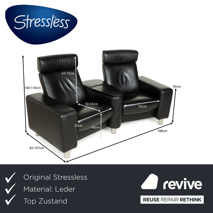 Stressless Arion Leather Two-Seater Black Manual Function Home Cinema