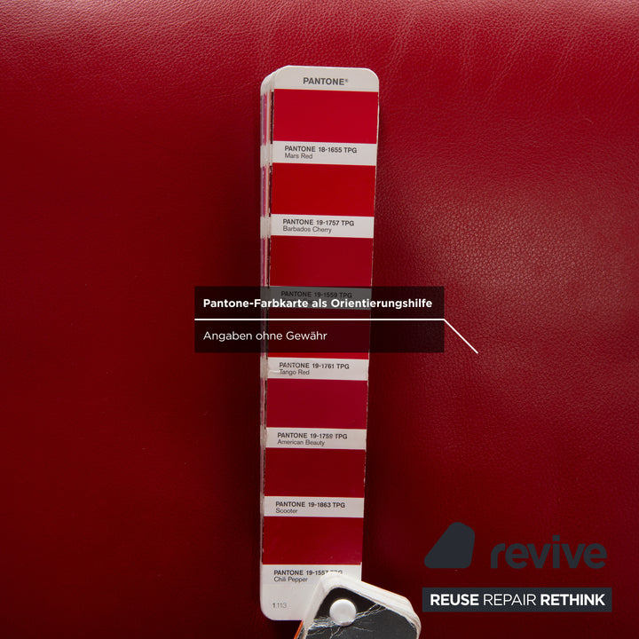 Stressless Jazz Leder Sessel Rot manuelle Funktion mit Hocker komfortabler Relaxsessel Loungesessel Weinrot Bordeaux