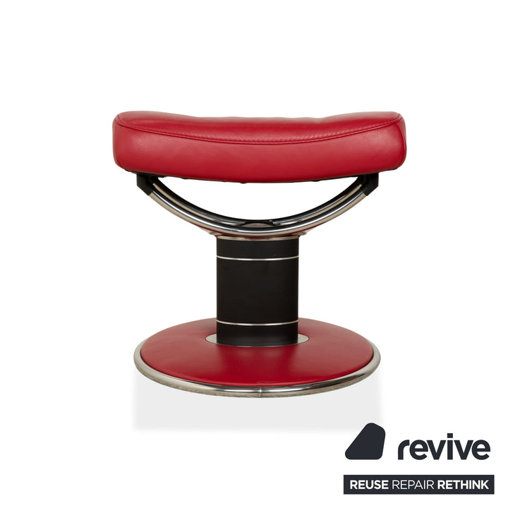 Stressless Jazz Leder Sessel Rot manuelle Funktion mit Hocker komfortabler Relaxsessel Loungesessel Weinrot Bordeaux