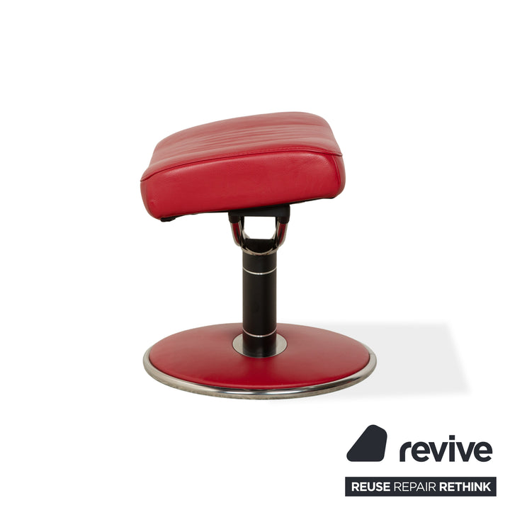 Stressless Jazz Leder Sessel Rot manuelle Funktion mit Hocker komfortabler Relaxsessel Loungesessel Weinrot Bordeaux