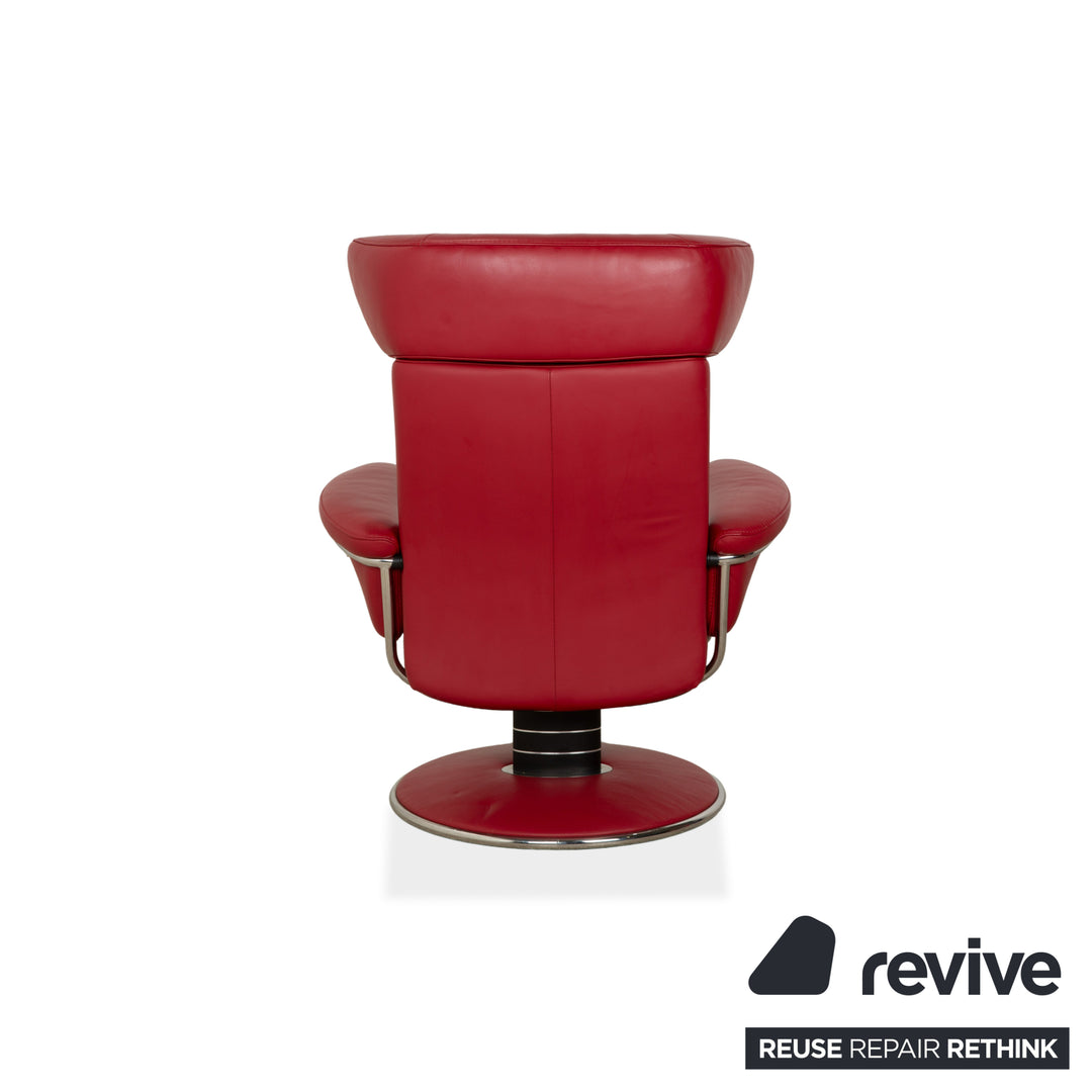 Stressless Jazz Leder Sessel Rot manuelle Funktion mit Hocker komfortabler Relaxsessel Loungesessel Weinrot Bordeaux