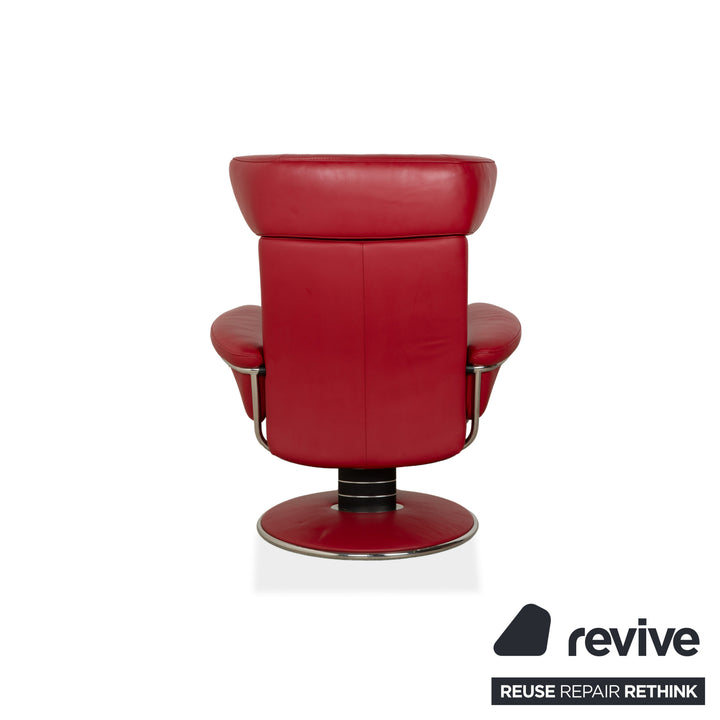 Stressless Jazz Leder Sessel Rot manuelle Funktion mit Hocker komfortabler Relaxsessel Loungesessel Weinrot Bordeaux