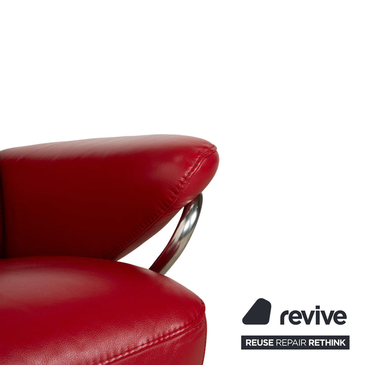 Stressless Jazz Leder Sessel Rot manuelle Funktion mit Hocker komfortabler Relaxsessel Loungesessel Weinrot Bordeaux