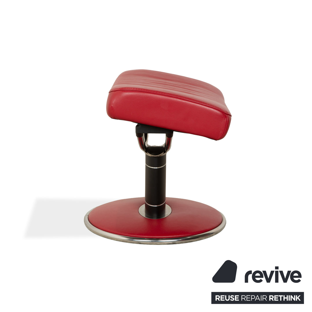 Stressless Jazz Leder Sessel Rot manuelle Funktion mit Hocker komfortabler Relaxsessel Loungesessel Weinrot Bordeaux