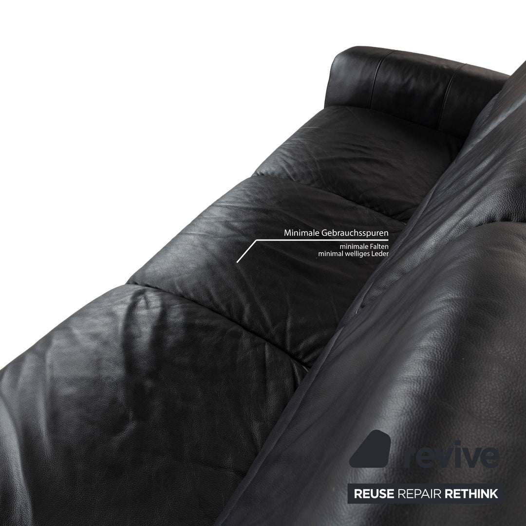 Stressless Leather Three Seater Black Sofa Couch