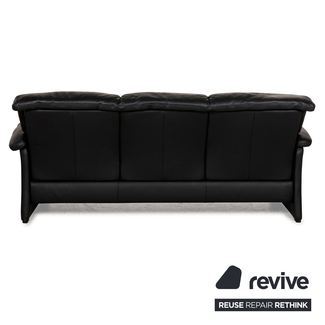 Stressless Leather Three Seater Black Sofa Couch