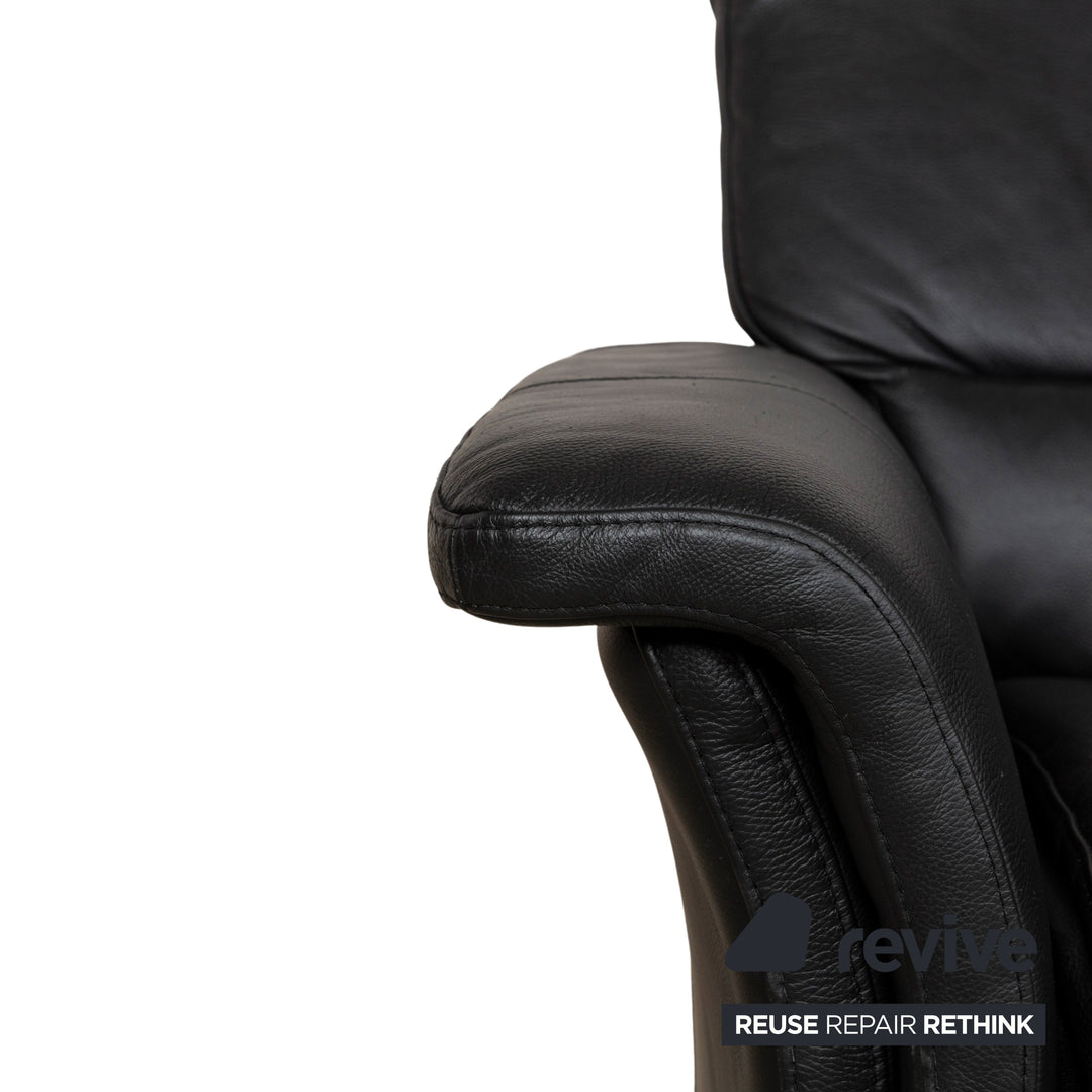 Stressless Leather Three Seater Black Sofa Couch