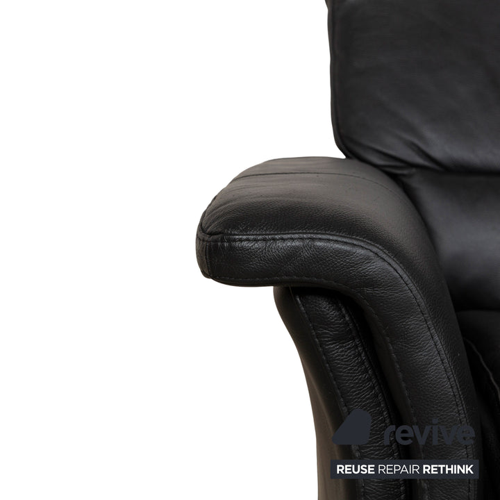 Stressless Leather Three Seater Black Sofa Couch