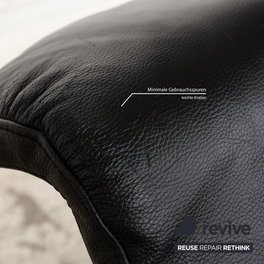 Stressless Leather Three Seater Black Sofa Couch