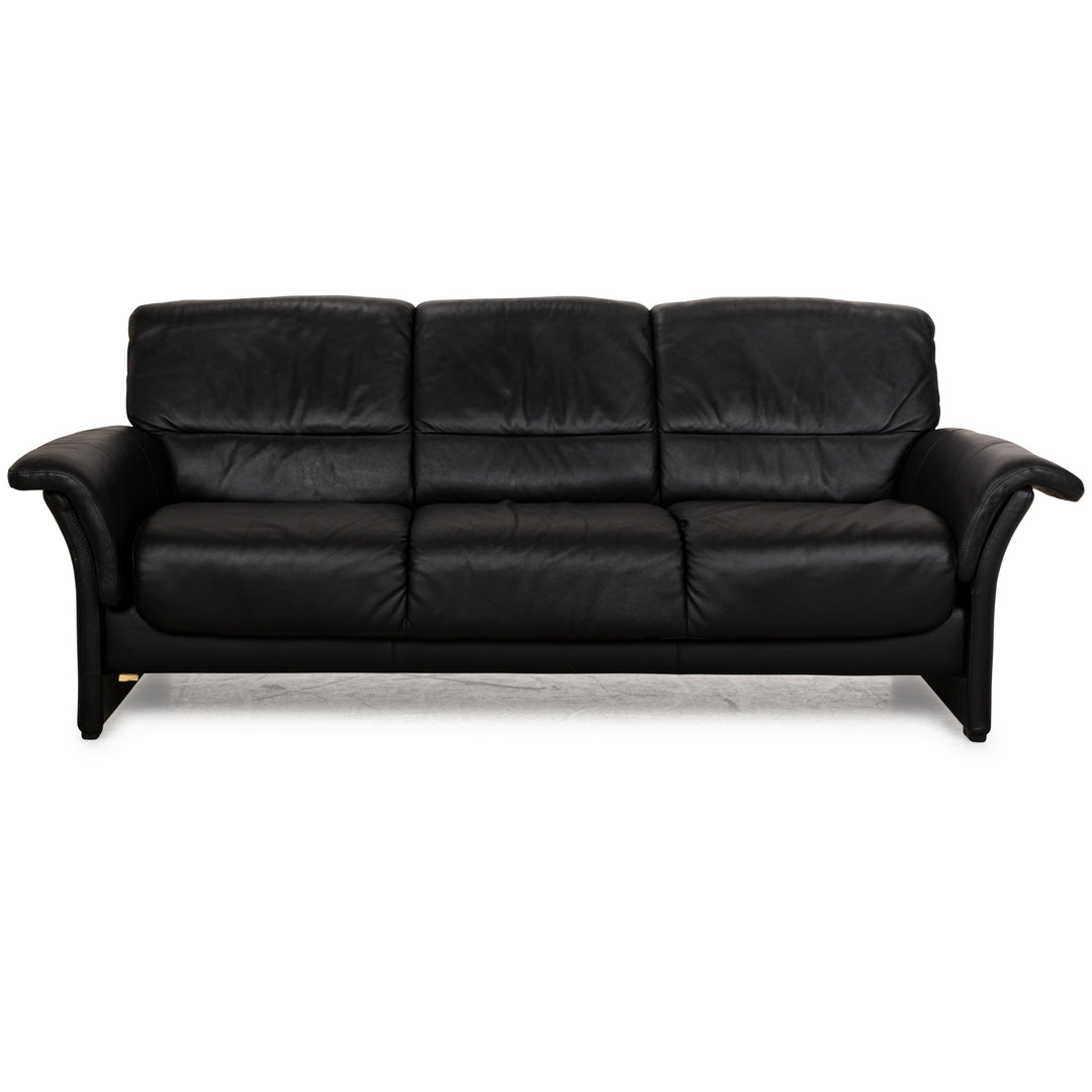 Stressless Leather Three Seater Black Sofa Couch