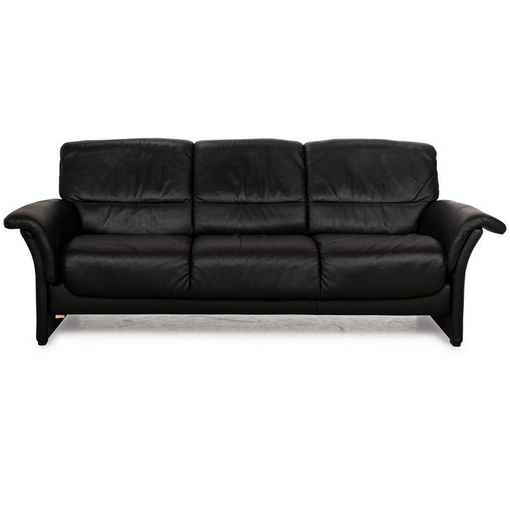 Stressless Leather Three Seater Black Sofa Couch