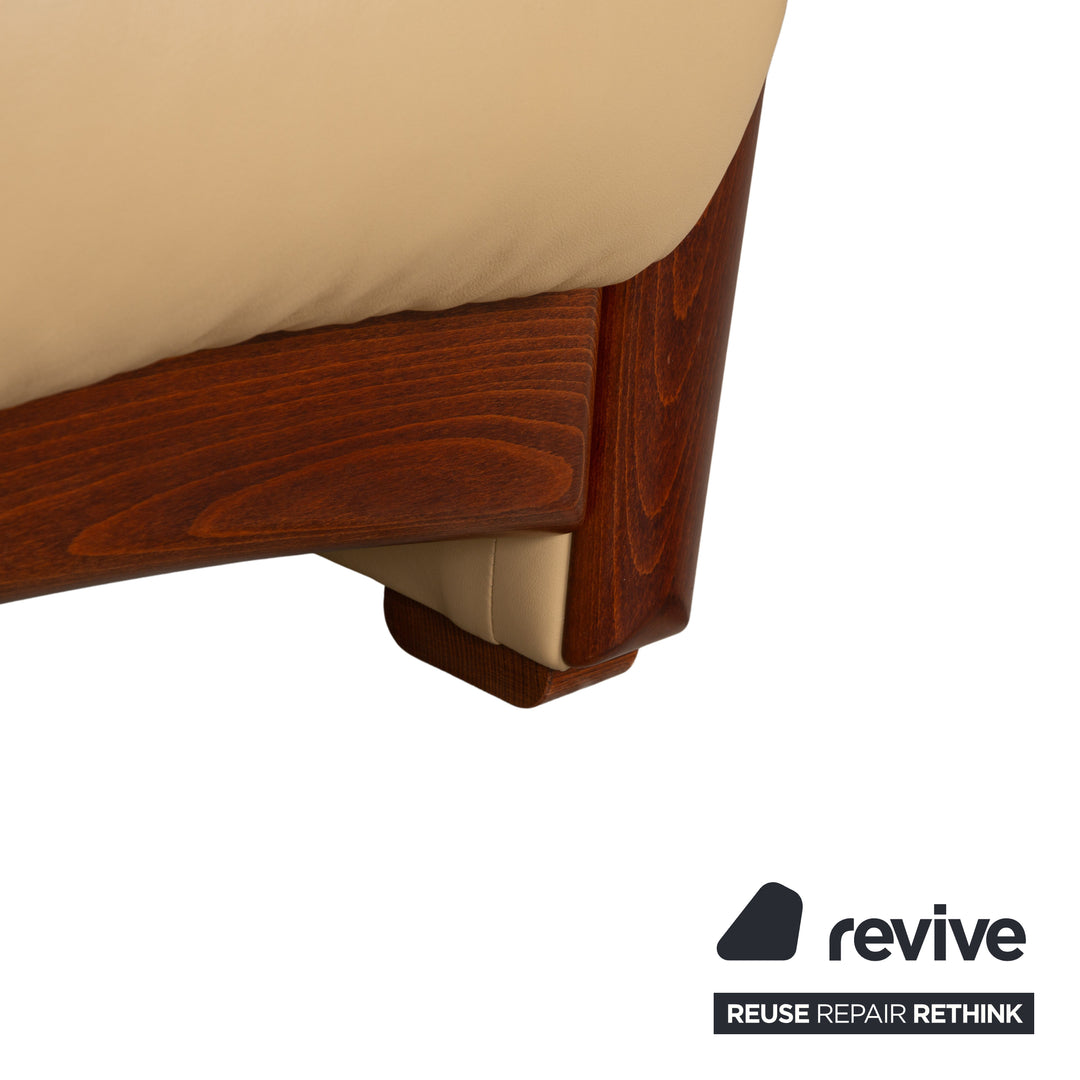 Stressless Oslo Leder Holz Viersitzer Beige Creme Braun Sofa Couch