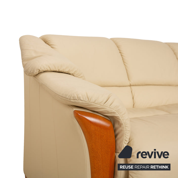 Canapé quatre places en cuir crème Oslo Stressless