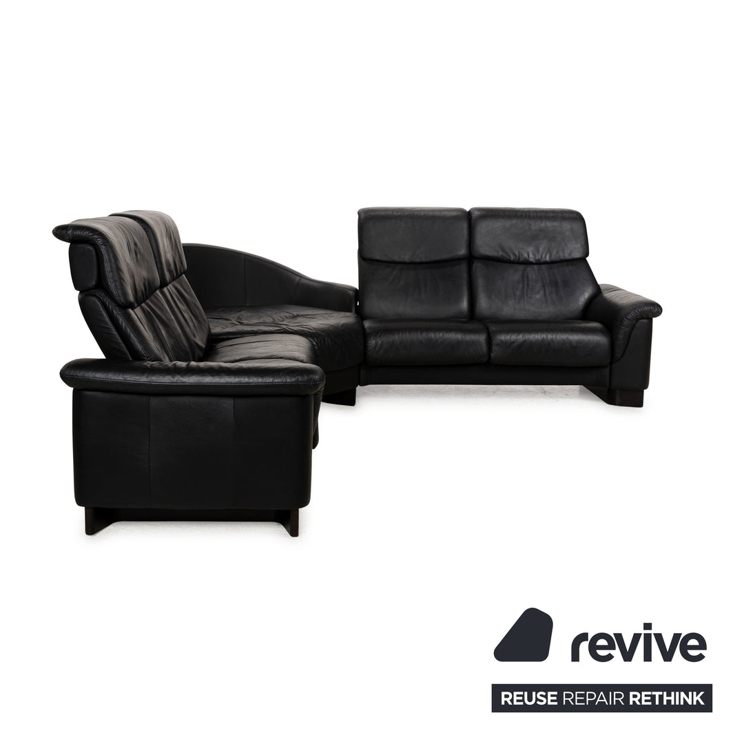 Canapé d'angle en cuir Stressless Paradise noir à fonction manuelle