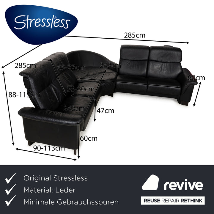Canapé d'angle en cuir Stressless Paradise noir à fonction manuelle
