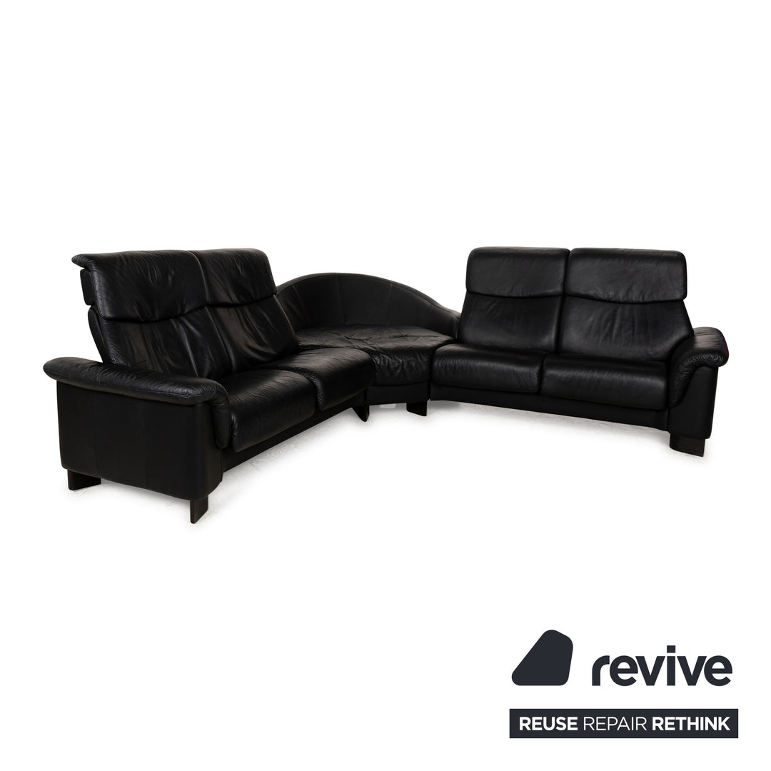 Canapé d'angle en cuir Stressless Paradise noir à fonction manuelle