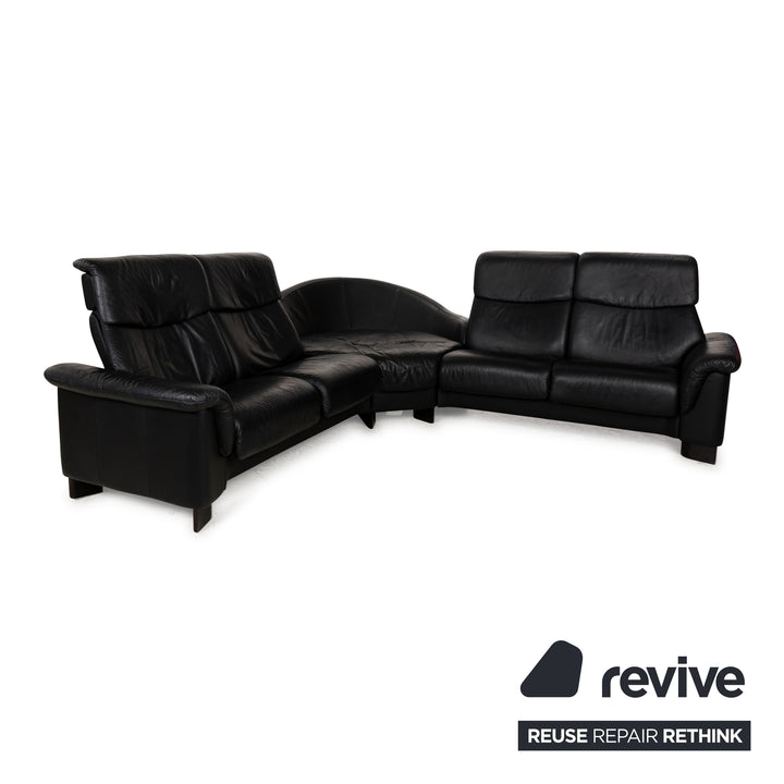 Canapé d'angle en cuir Stressless Paradise noir à fonction manuelle