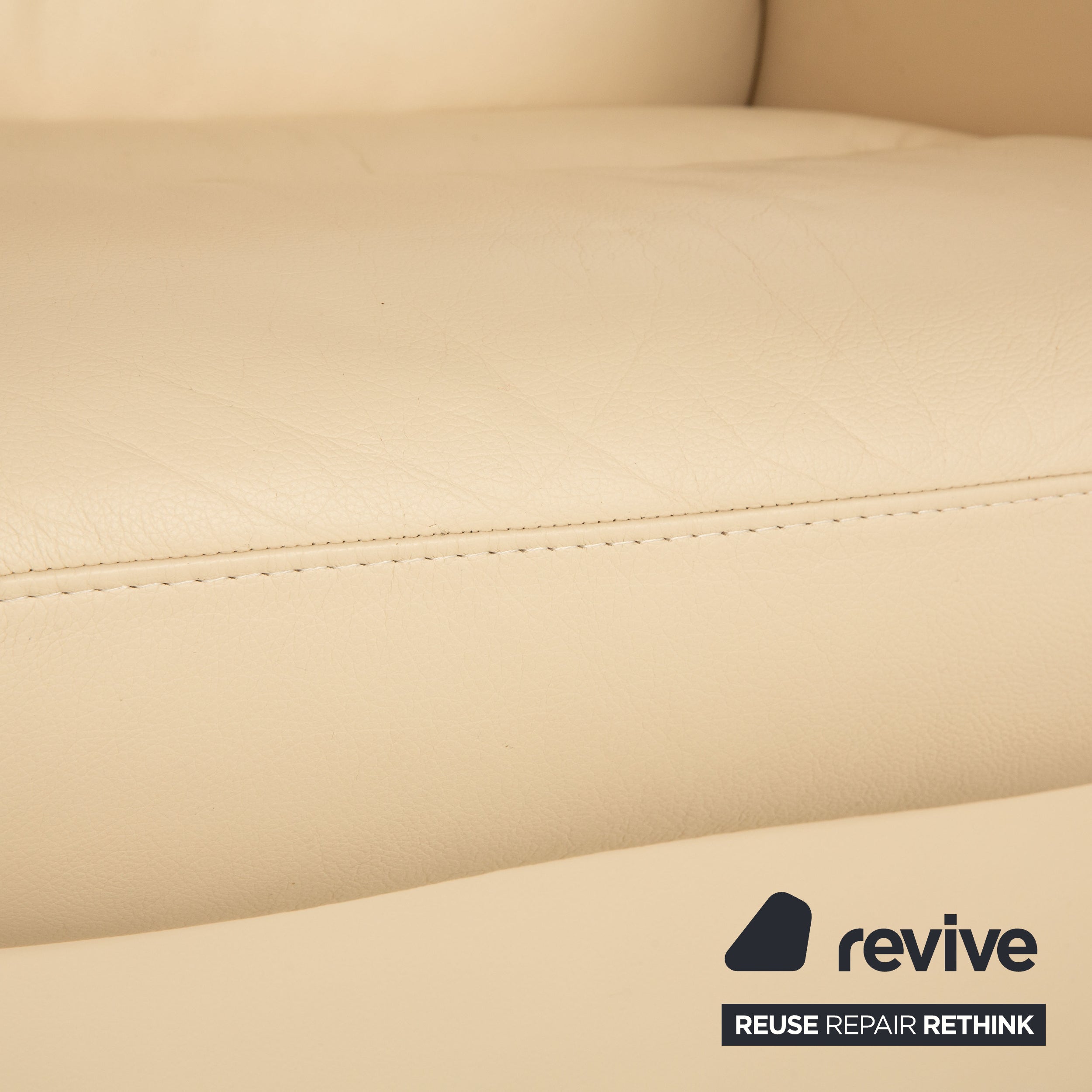 Stressless Wave Leder Dreisitzer Creme Sofa Couch manuelle Funktion