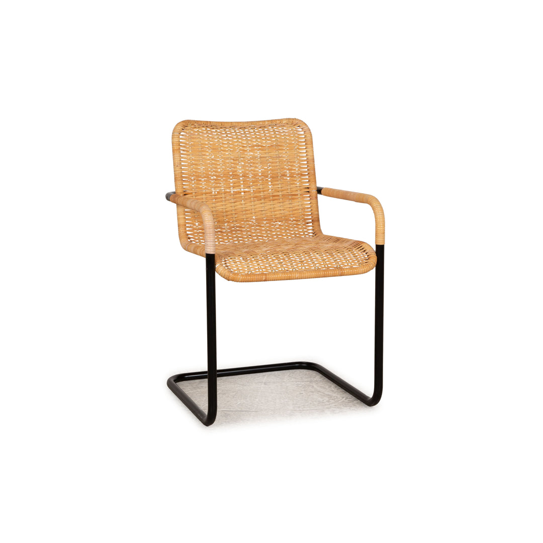 Tecta Bauhaus natural wicker chair brown frame black