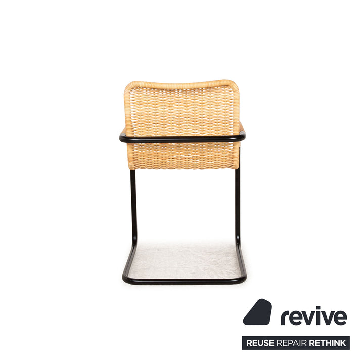 Tecta Bauhaus natural wicker chair brown frame black