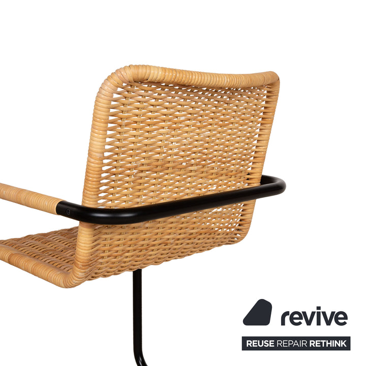 Tecta Bauhaus natural wicker chair brown frame black