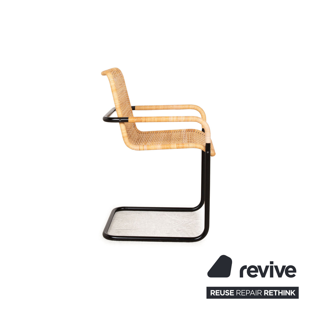 Tecta Bauhaus natural wicker chair brown frame black
