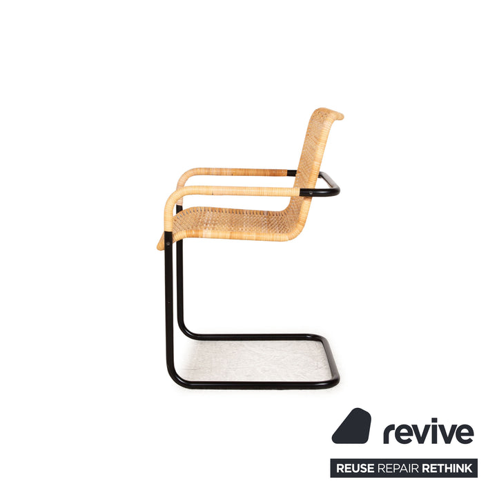 Tecta Bauhaus natural wicker chair brown frame black