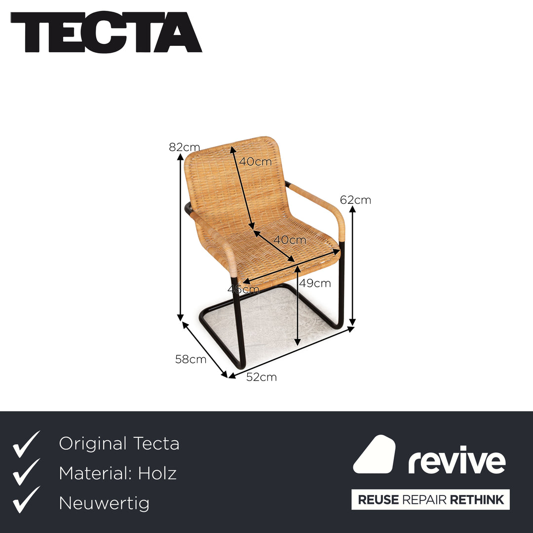 Tecta Bauhaus natural wicker chair brown frame black
