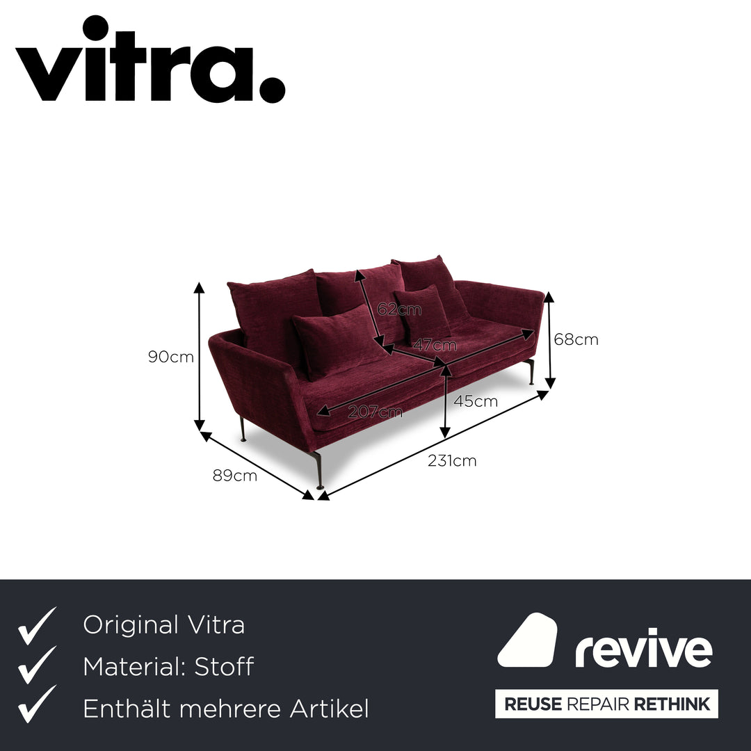 Vitra Suita fabric sofa set purple three-seater stool sofa couch