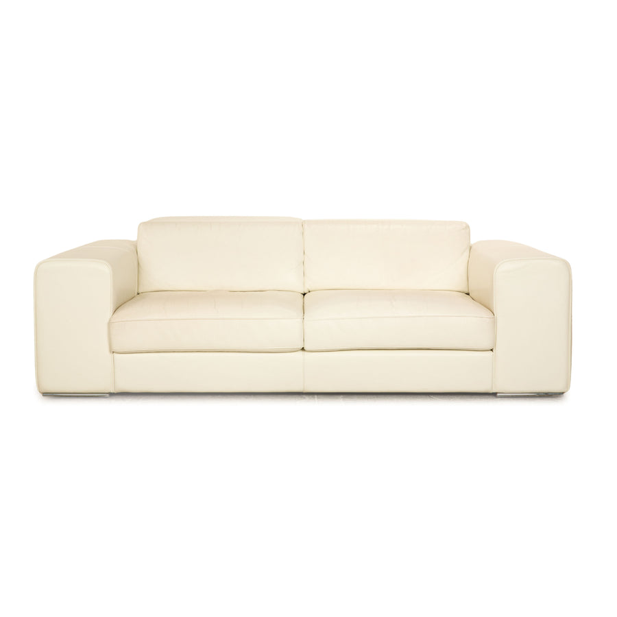 Who's Perfect Avenue Leder Zweisitzer Creme Sofa Couch manuelle Funktion