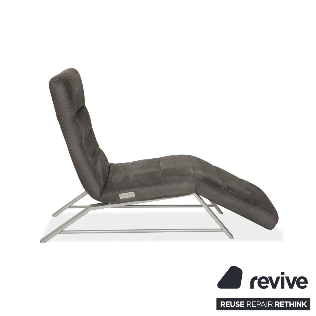 Chaise longue en tissu Willi Schillig Daily Dreams grise avec fonction électrique