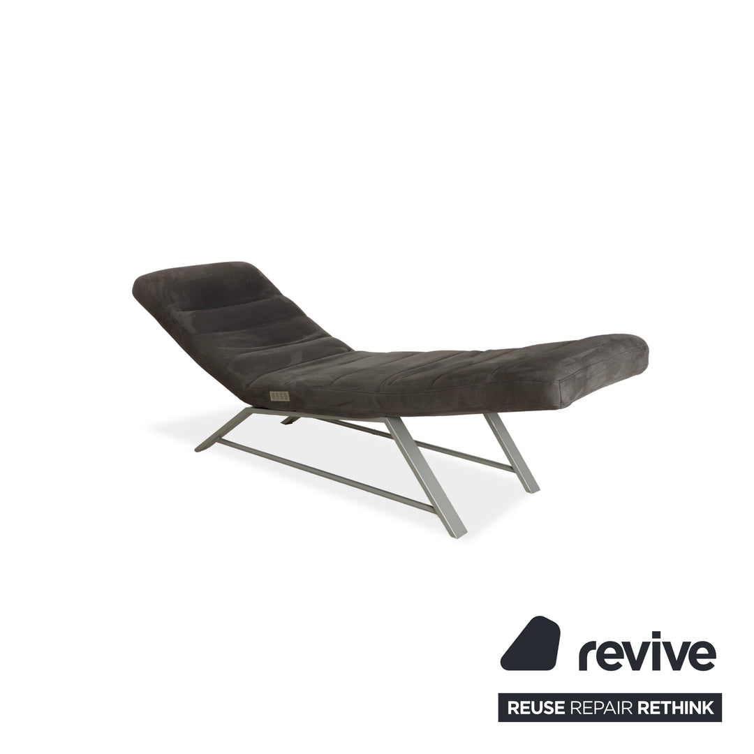 Chaise longue en tissu Willi Schillig Daily Dreams grise avec fonction électrique