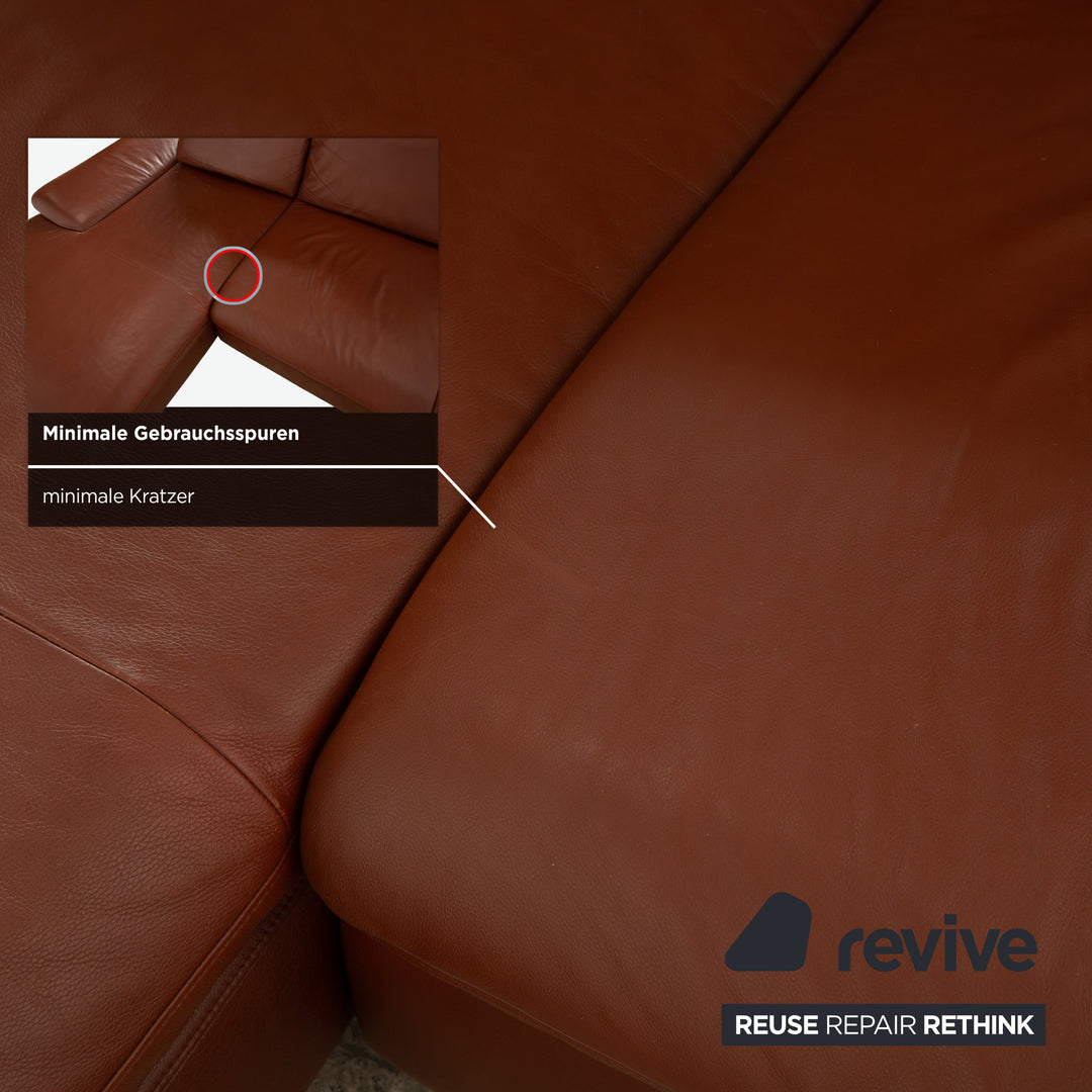 Willi Schillig Taoo Leder Ecksofa Braun Kastanie manuelle Funktion Sofa Couch