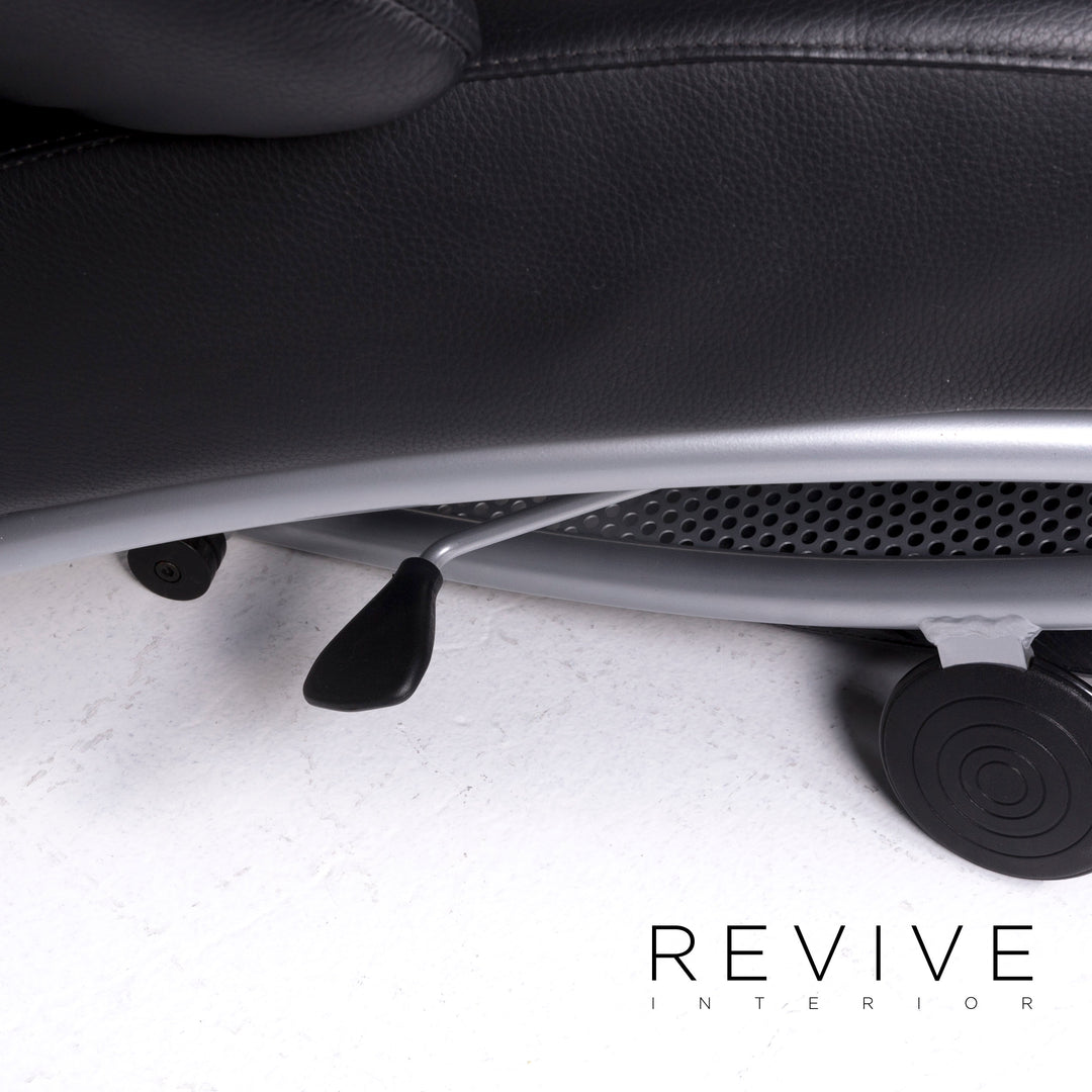 Fauteuil de relaxation design en cuir noir WK Wohnen Solo 699 #9132