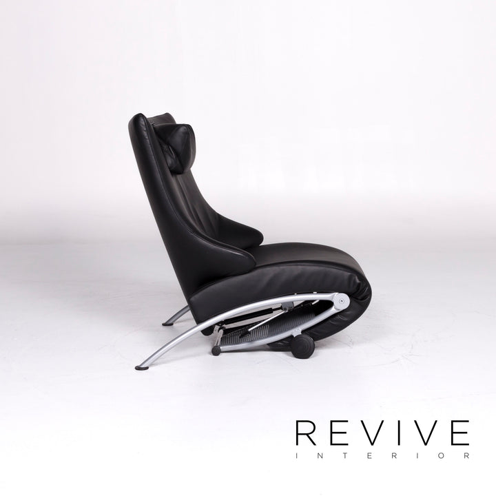 Fauteuil de relaxation design en cuir noir WK Wohnen Solo 699 #9132