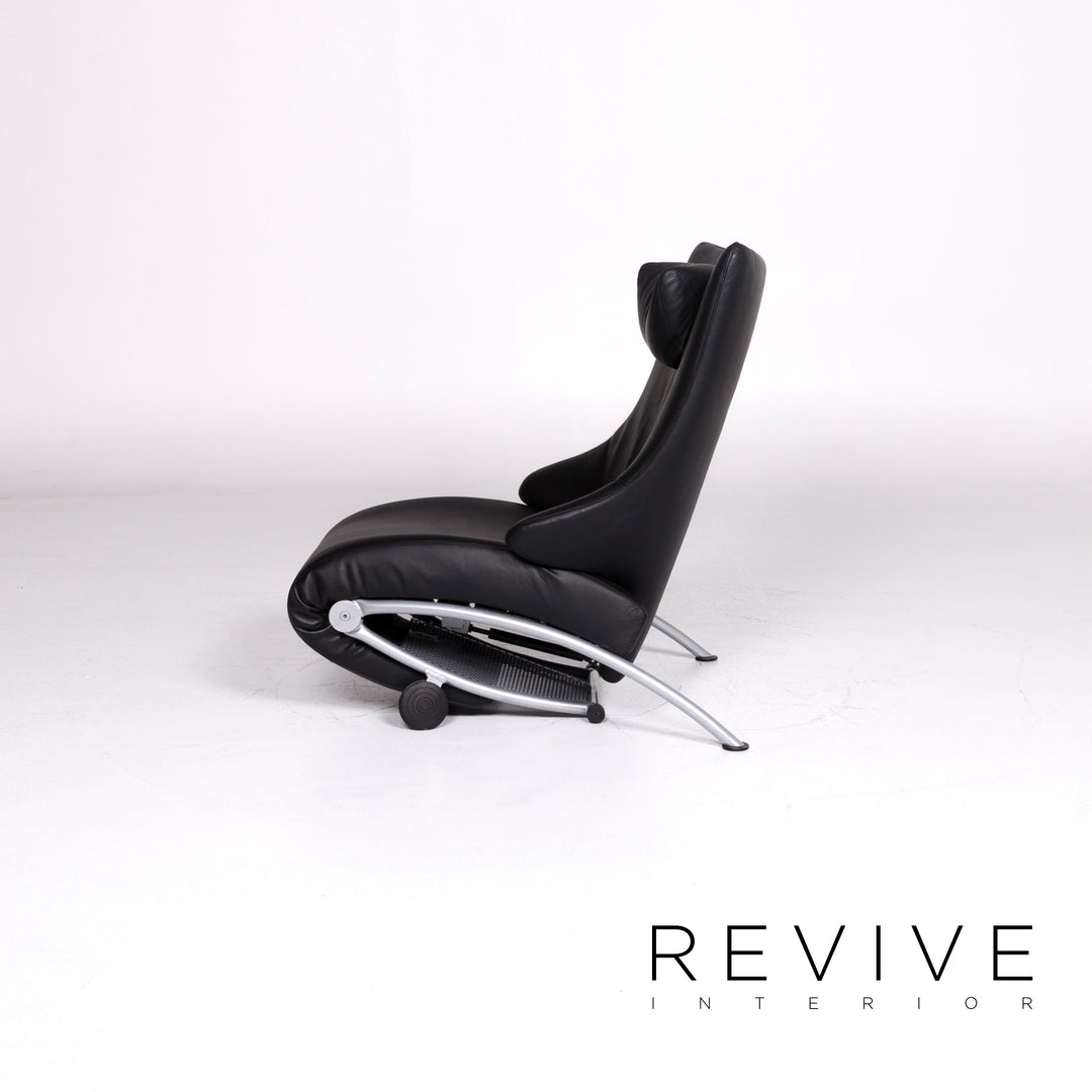 Fauteuil de relaxation design en cuir noir WK Wohnen Solo 699 #9132