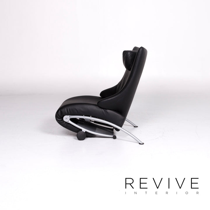 Fauteuil de relaxation design en cuir noir WK Wohnen Solo 699 #9132