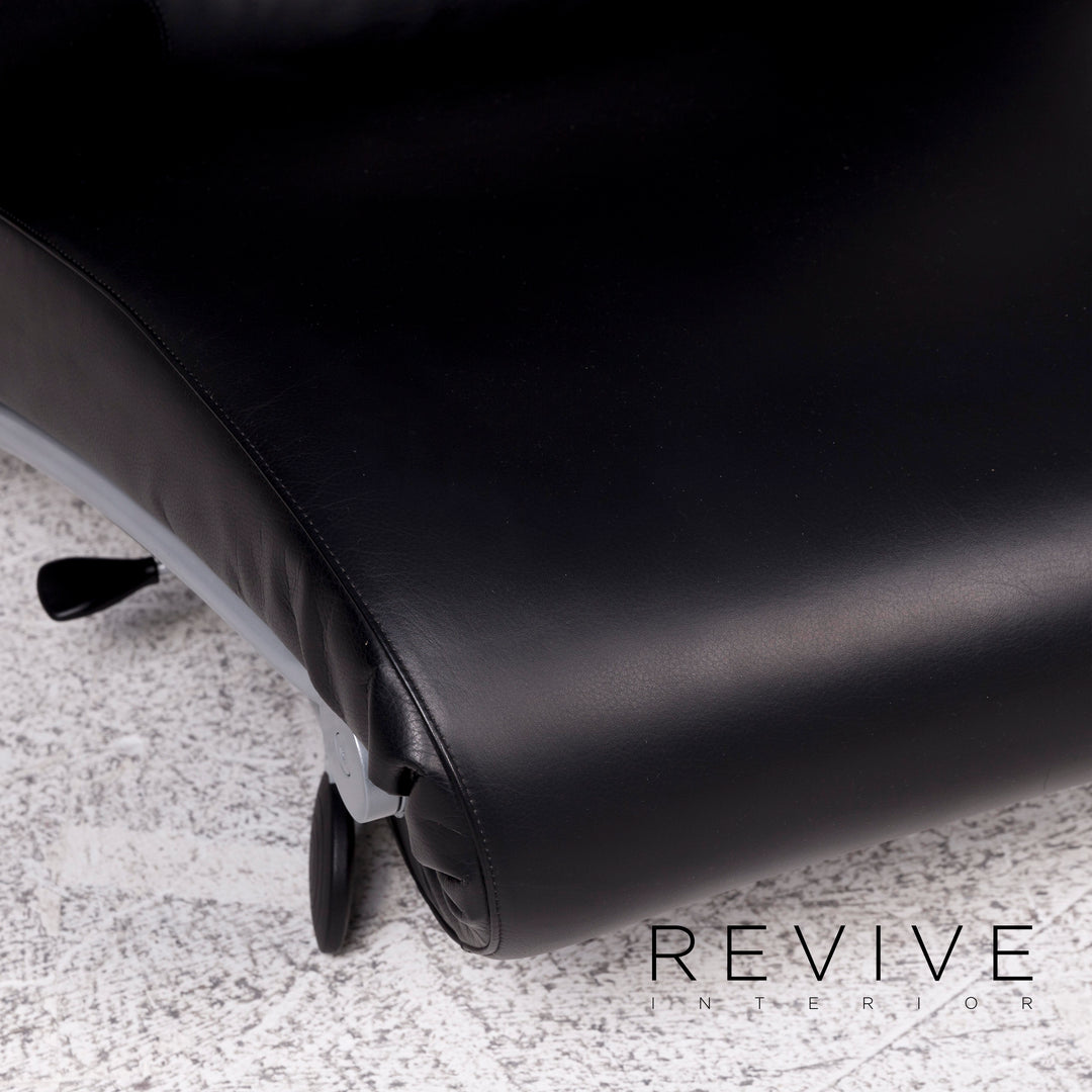 Fauteuil de relaxation en cuir noir WK Wohnen Solo 699 #10143