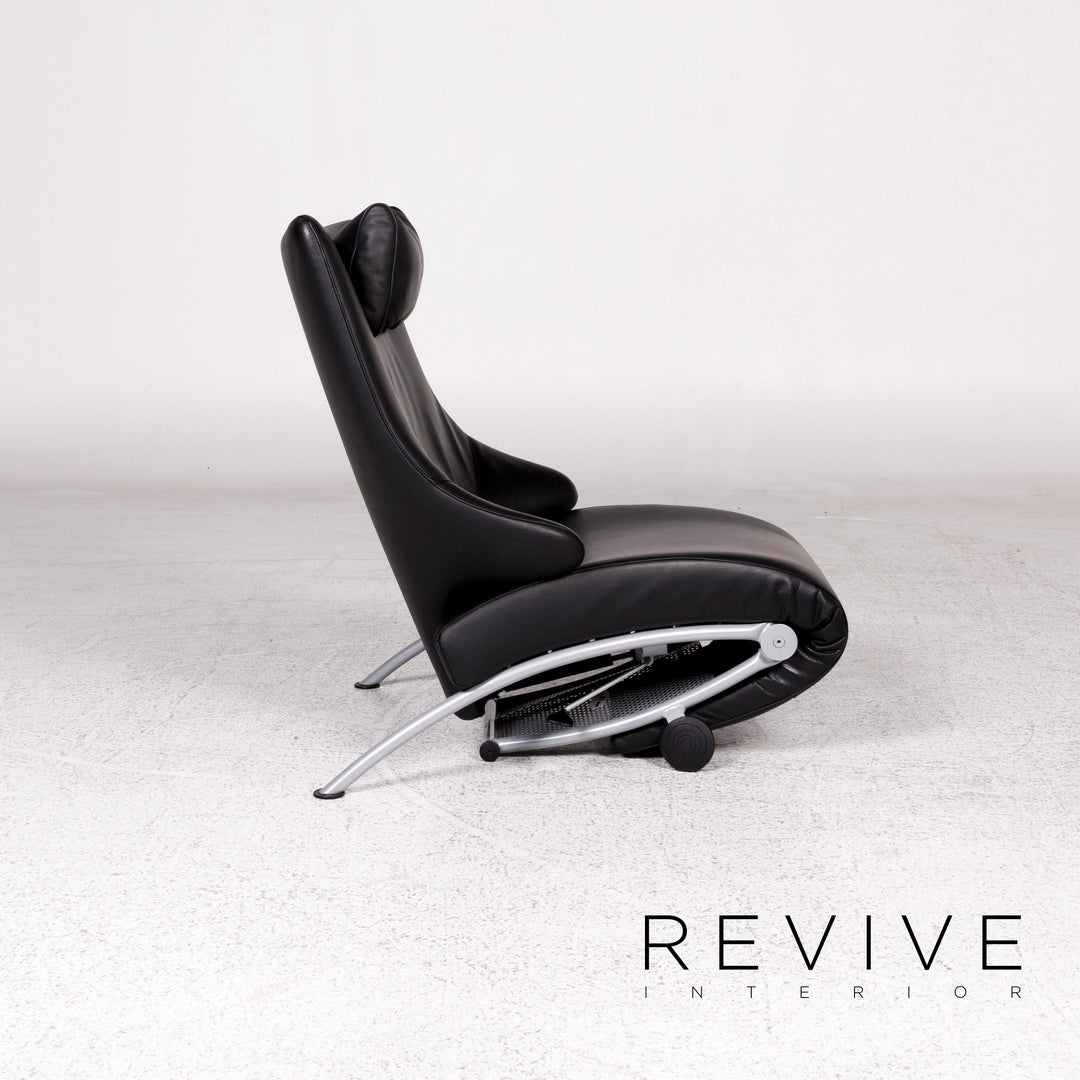 Fauteuil de relaxation en cuir noir WK Wohnen Solo 699 #10143