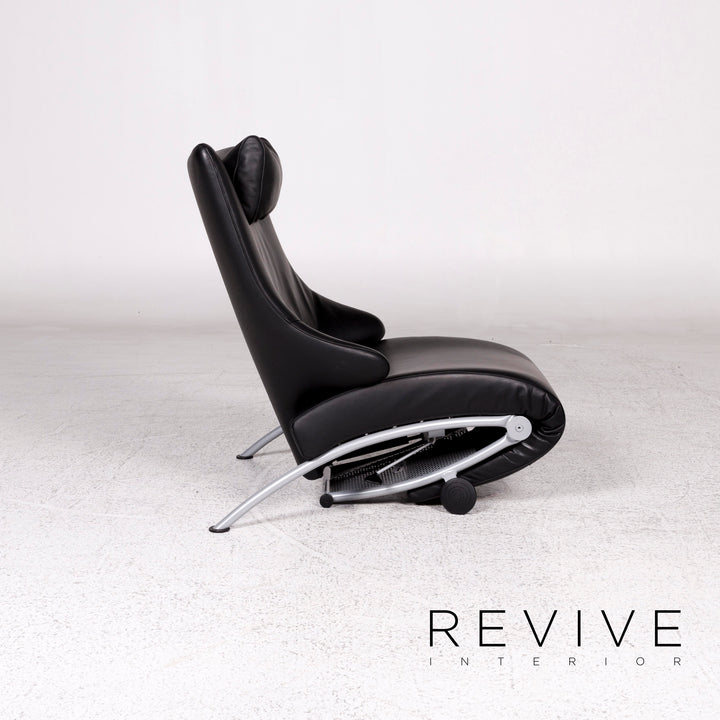 Fauteuil de relaxation en cuir noir WK Wohnen Solo 699 #10143