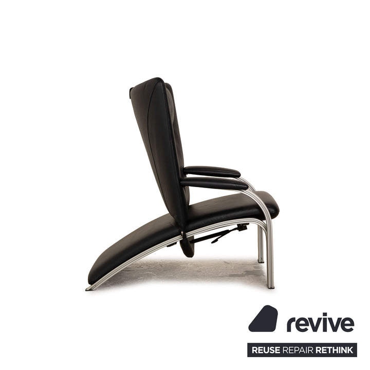 WK Wohnen Spot 698 fauteuil en cuir bleu foncé fonction manuelle fonction relaxation