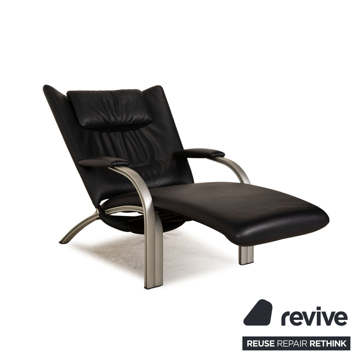 WK Wohnen Spot 698 fauteuil en cuir bleu foncé fonction manuelle fonction relaxation