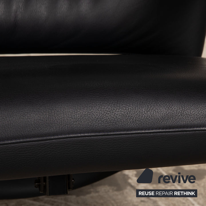 WK Wohnen Spot 698 fauteuil en cuir bleu foncé fonction manuelle fonction relaxation