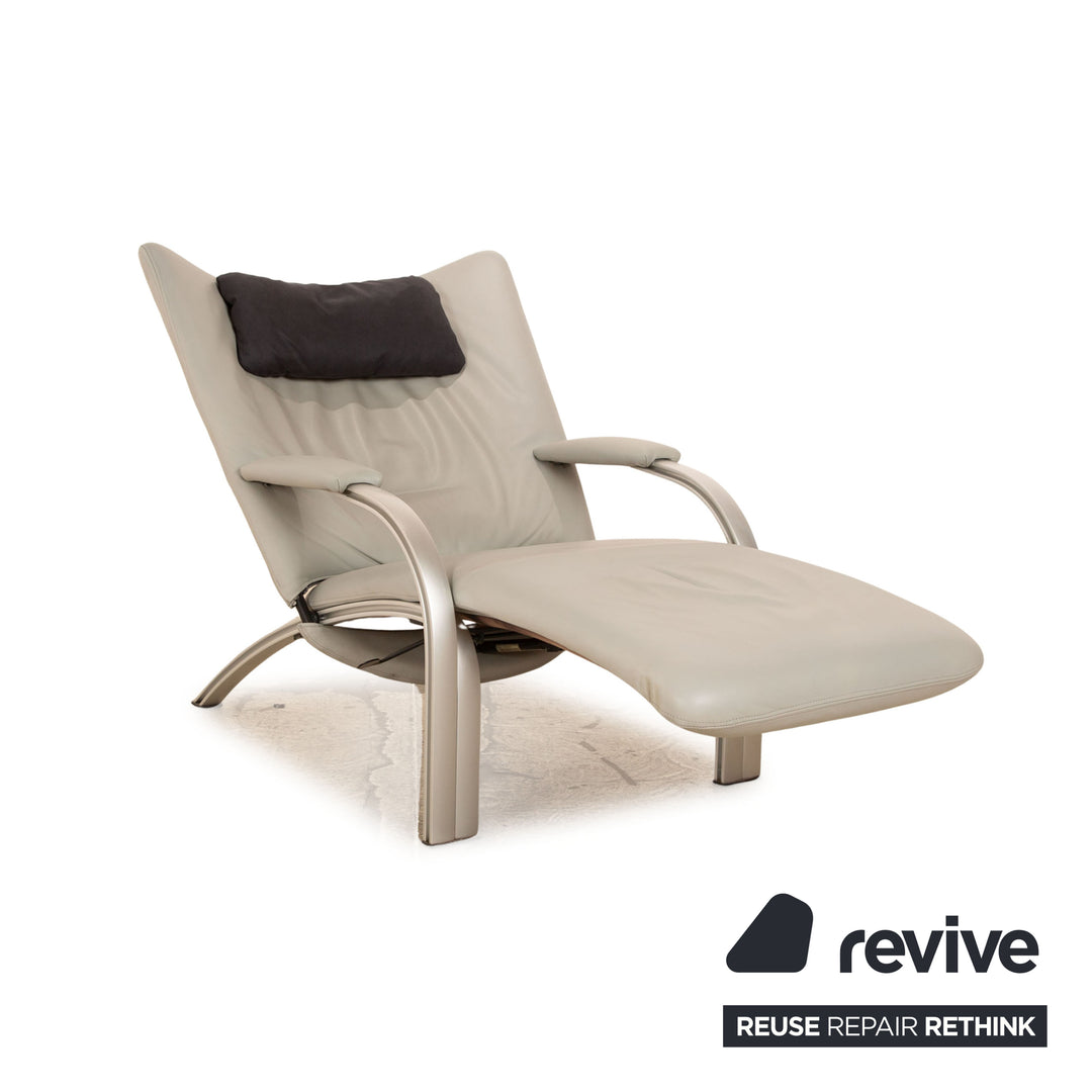 WK Wohnen Spot 698 leather armchair grey including neck cushion manual function
