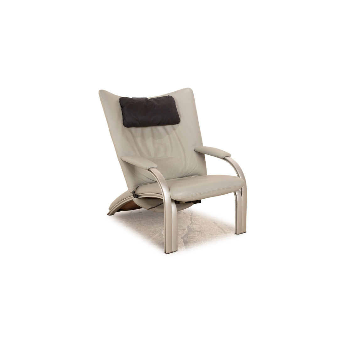 WK Wohnen Spot 698 leather armchair grey including neck cushion manual function