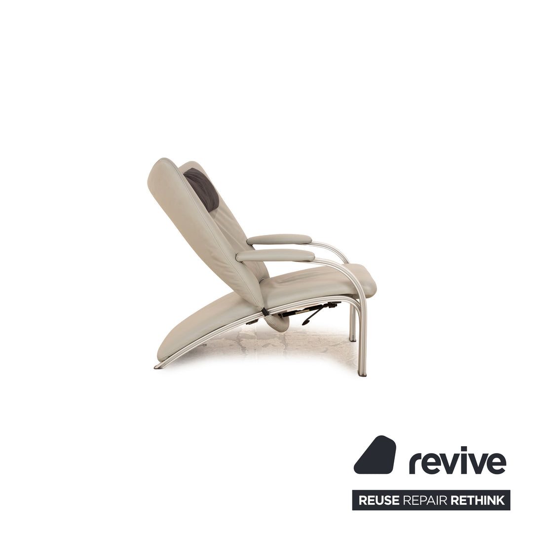 WK Wohnen Spot 698 leather armchair grey including neck cushion manual function