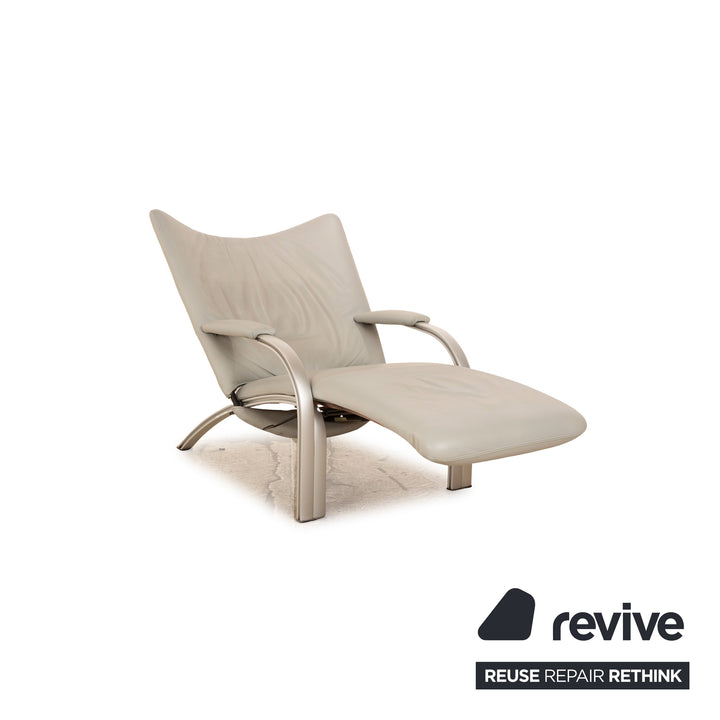 WK Wohnen Spot 698 leather armchair grey including neck cushion manual function