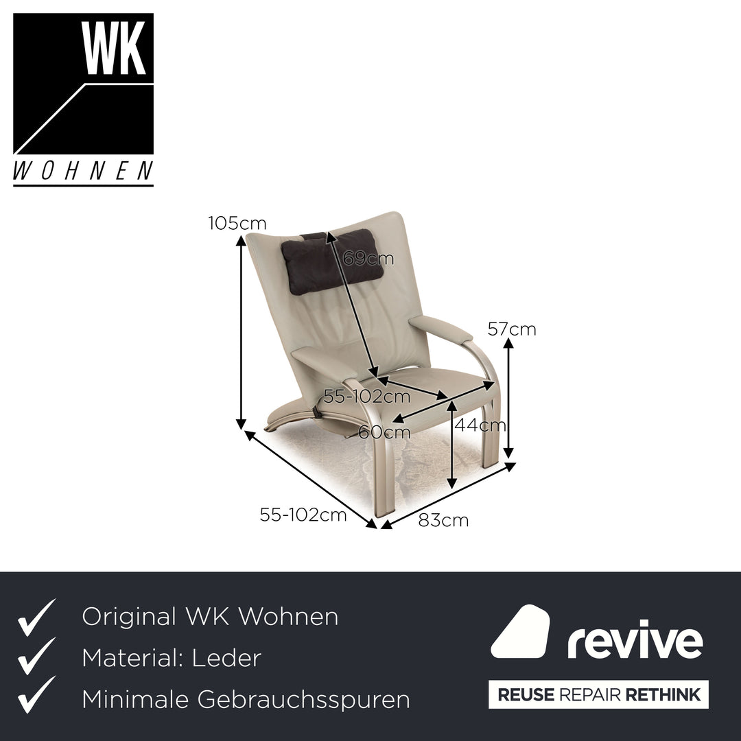 WK Wohnen Spot 698 leather armchair grey including neck cushion manual function