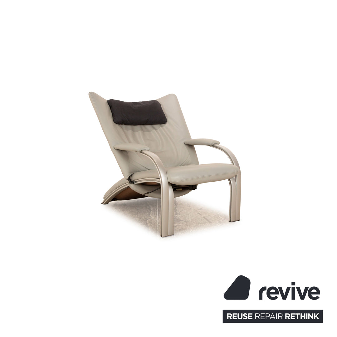 WK Wohnen Spot 698 leather armchair grey including neck cushion manual function