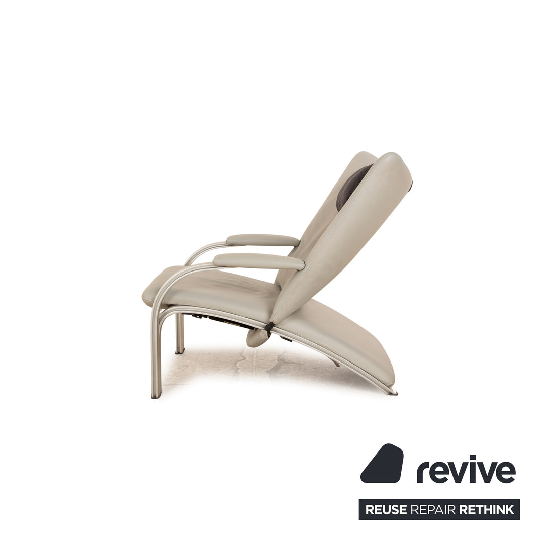 WK Wohnen Spot 698 leather armchair grey including neck cushion manual function